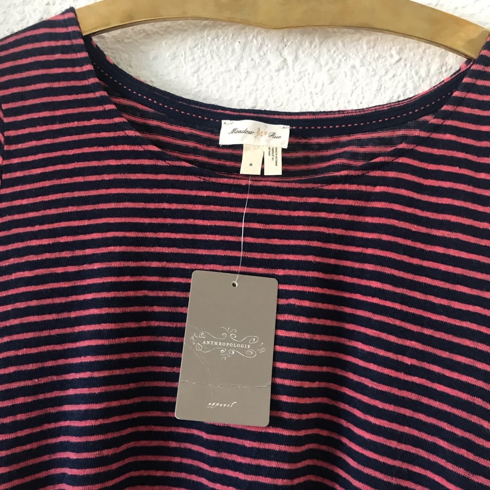 NEW Anthropologie Meadow Rue Striped Ruffle Top - Picture 4 of 6
